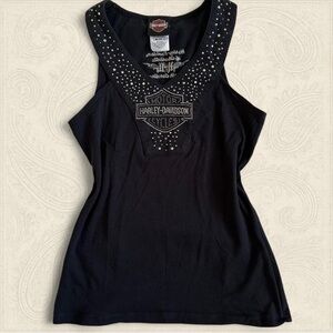 Harley-Davidson embellished tank top rhinestone size small